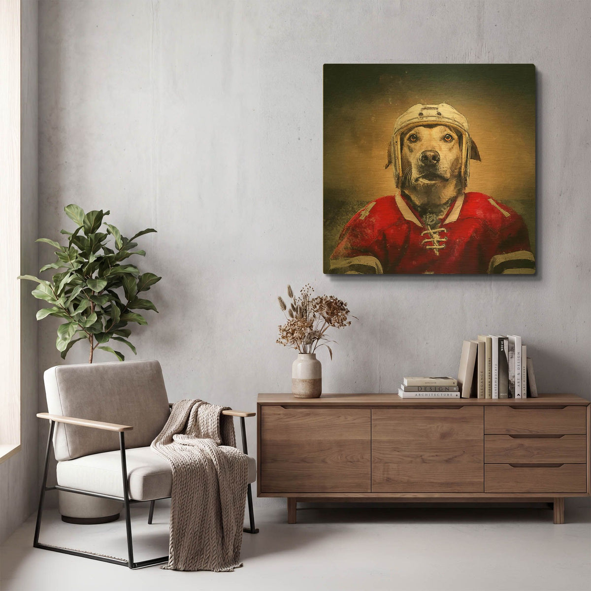 'Hockey 4' By Sean Parnell Gold Metal Wall Art