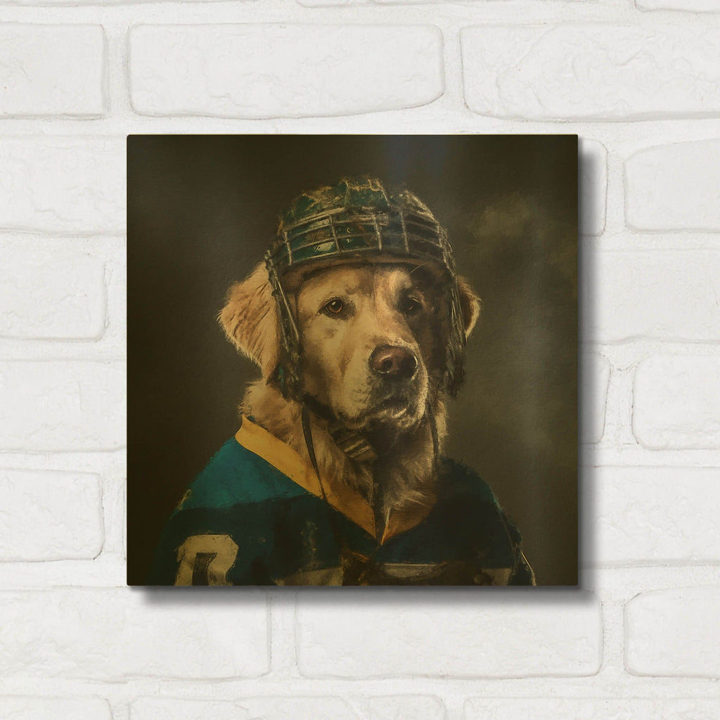 'Hockey 6' By Sean Parnell Gold Metal Wall Art