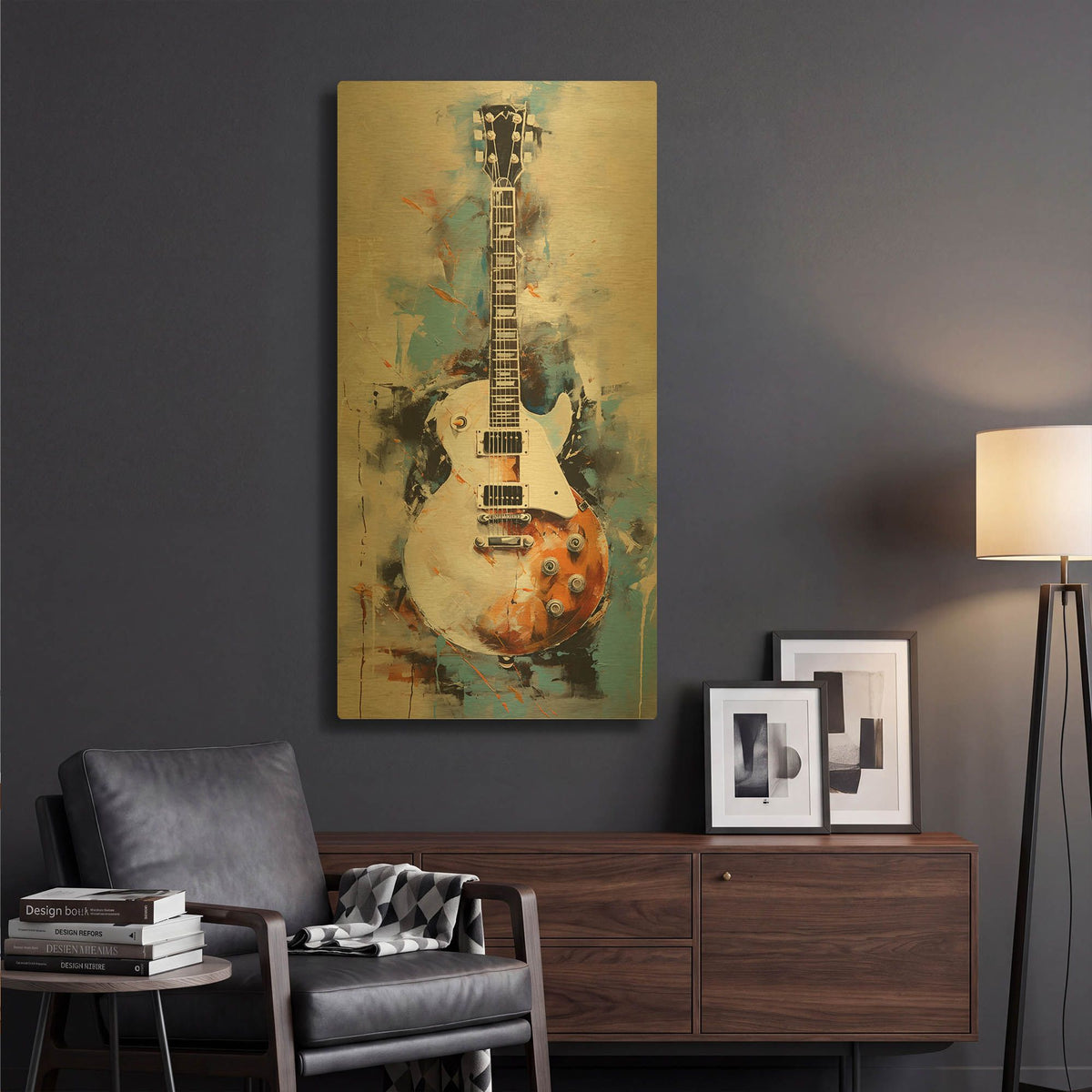 'Les Paul 8' By Sean Parnell Gold Metal Wall Art