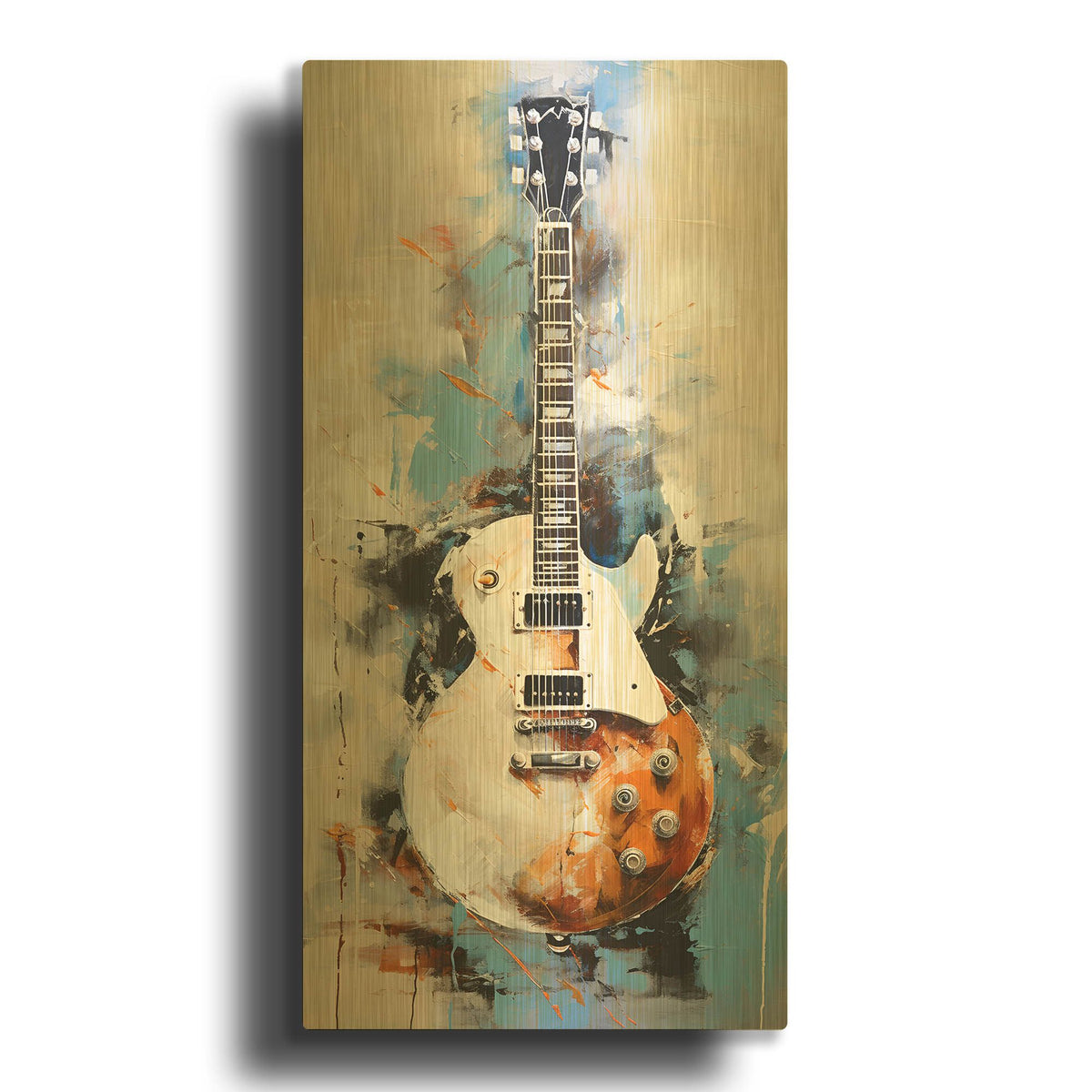 'Les Paul 8' By Sean Parnell Gold Metal Wall Art