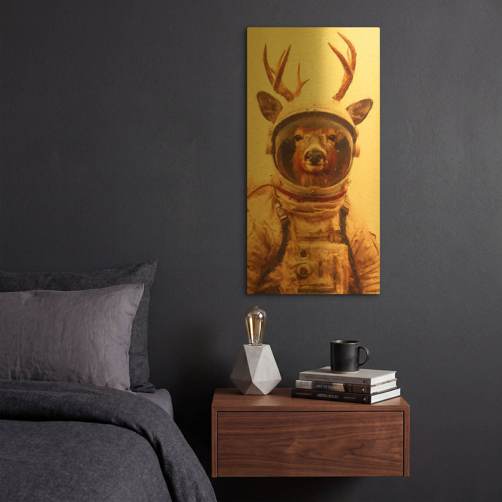 'Mars Needs Deer' By Sean Parnell Gold Metal Wall Art
