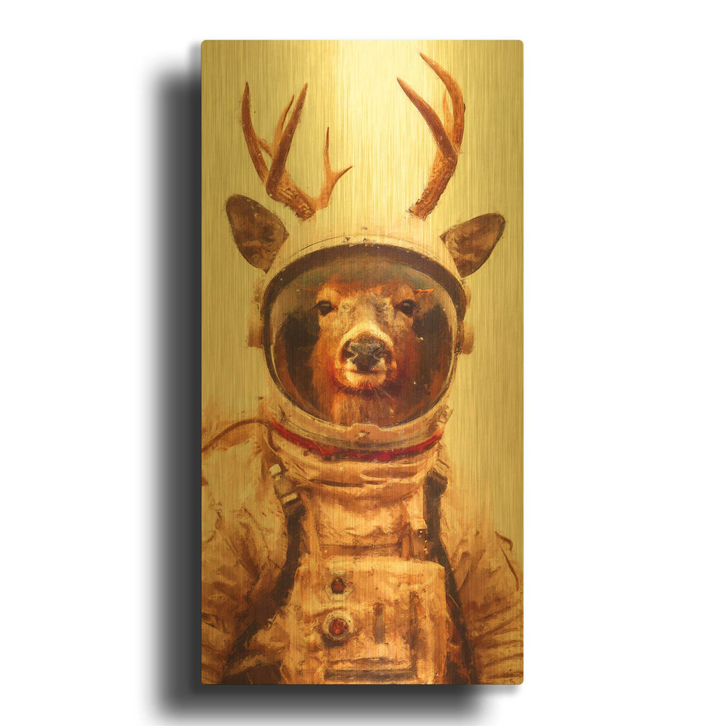 'Mars Needs Deer' By Sean Parnell Gold Metal Wall Art