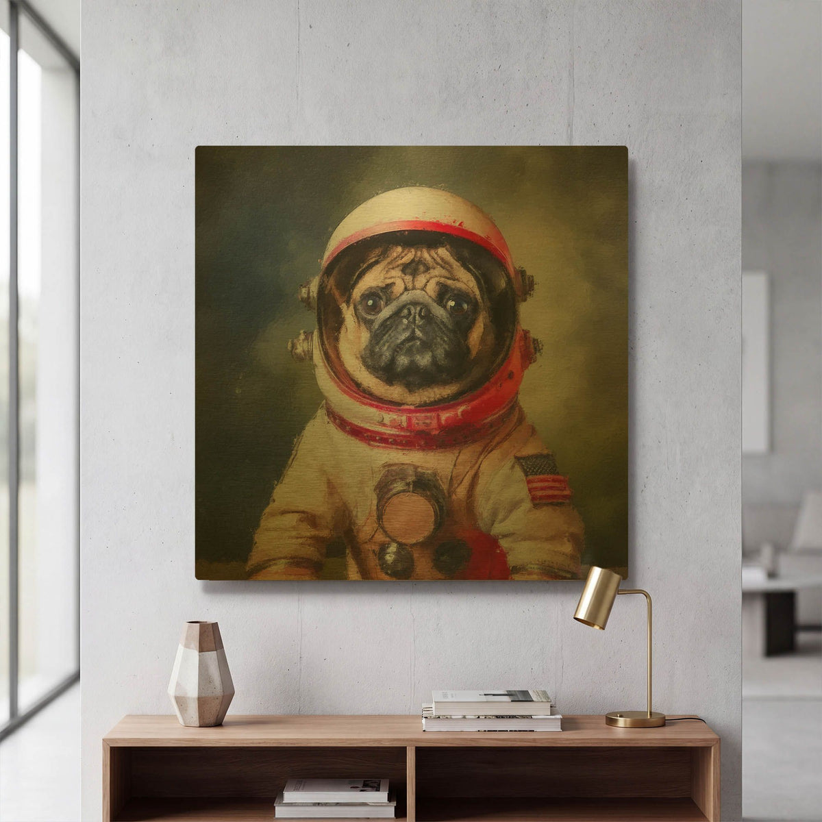 'Pug Grissom' By Sean Parnell Gold Metal Wall Art