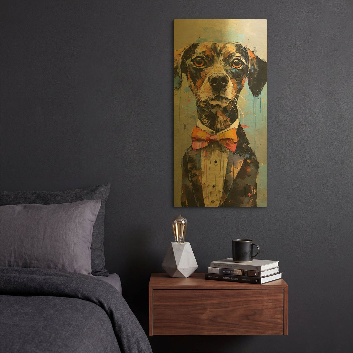'Tall Dog 5' By Sean Parnell Gold Metal Wall Art