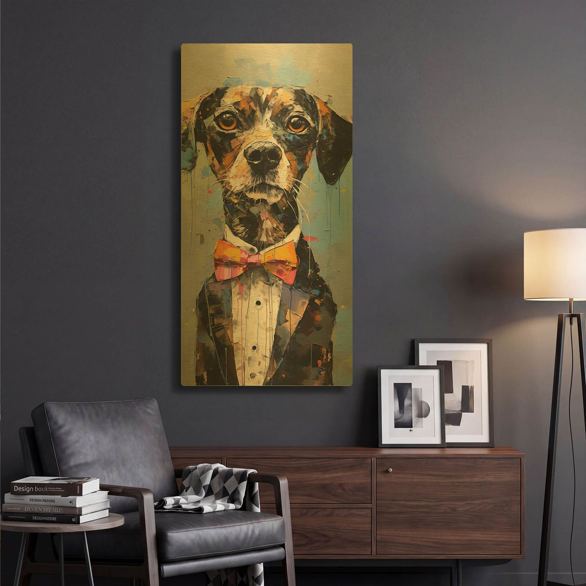 'Tall Dog 5' By Sean Parnell Gold Metal Wall Art