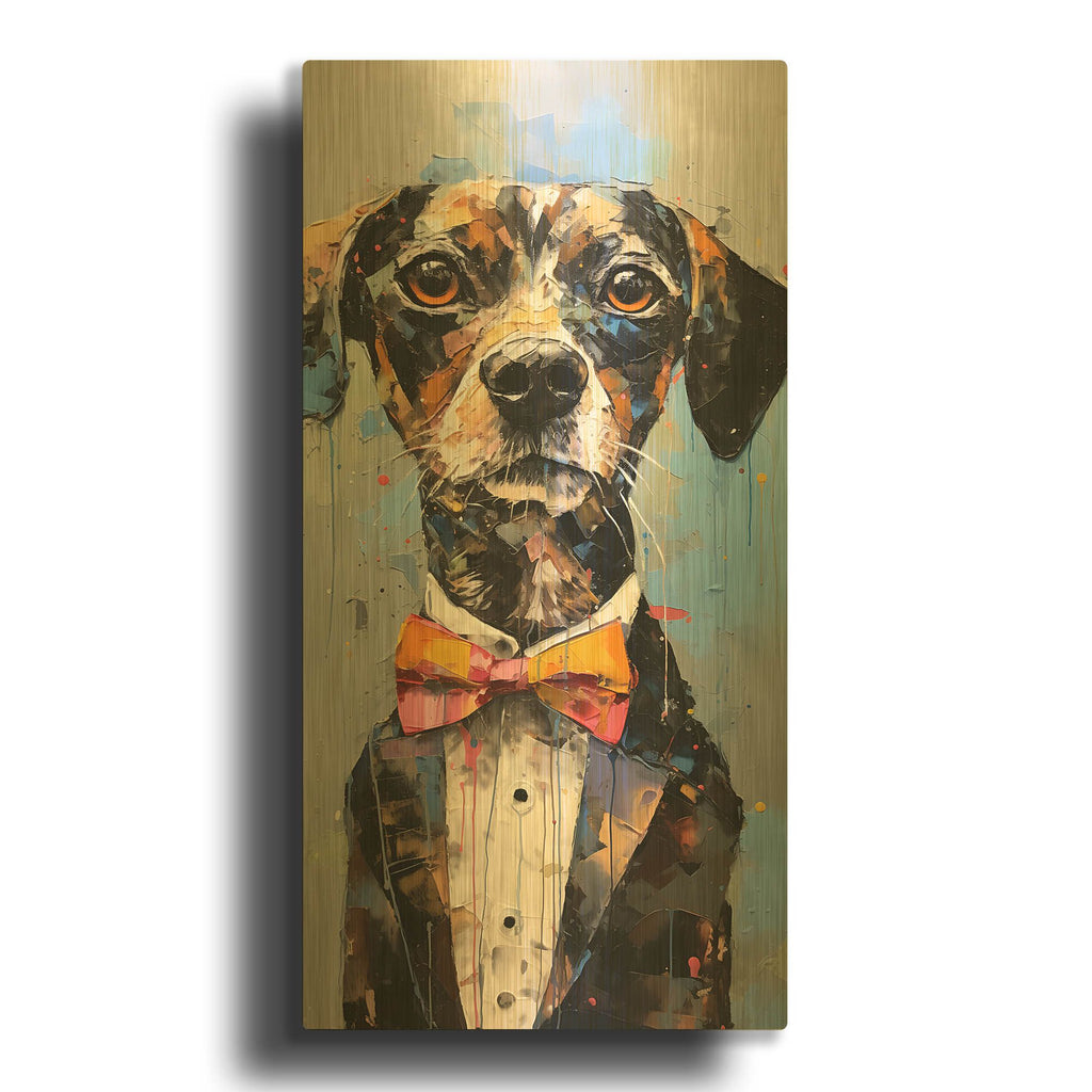 'Tall Dog 5' By Sean Parnell Gold Metal Wall Art