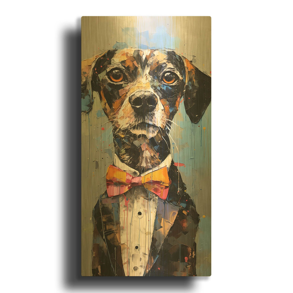 'Tall Dog 5' By Sean Parnell Gold Metal Wall Art