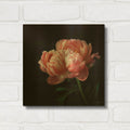 'Coral Peonies 5' By Debra Van Swearingen Gold Metal Wall Art