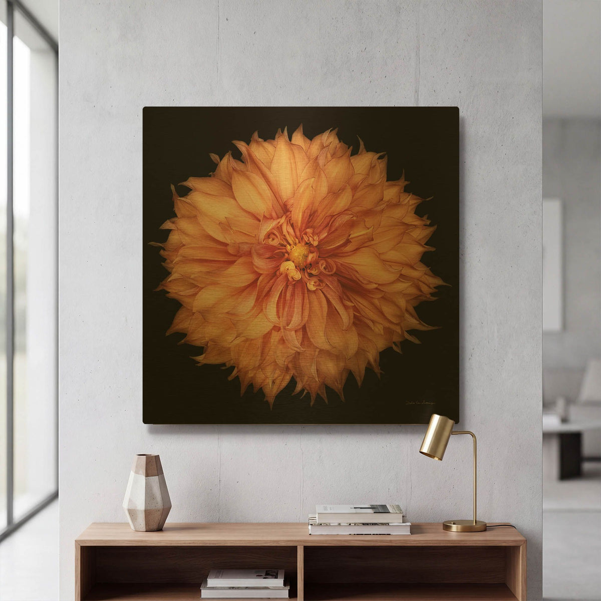 'Dahlia 1' By Debra Van Swearingen Gold Metal Wall Art