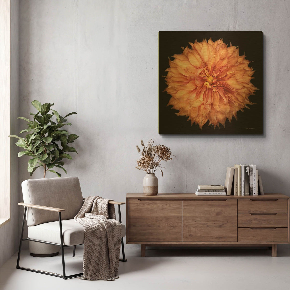 'Dahlia 1' By Debra Van Swearingen Gold Metal Wall Art