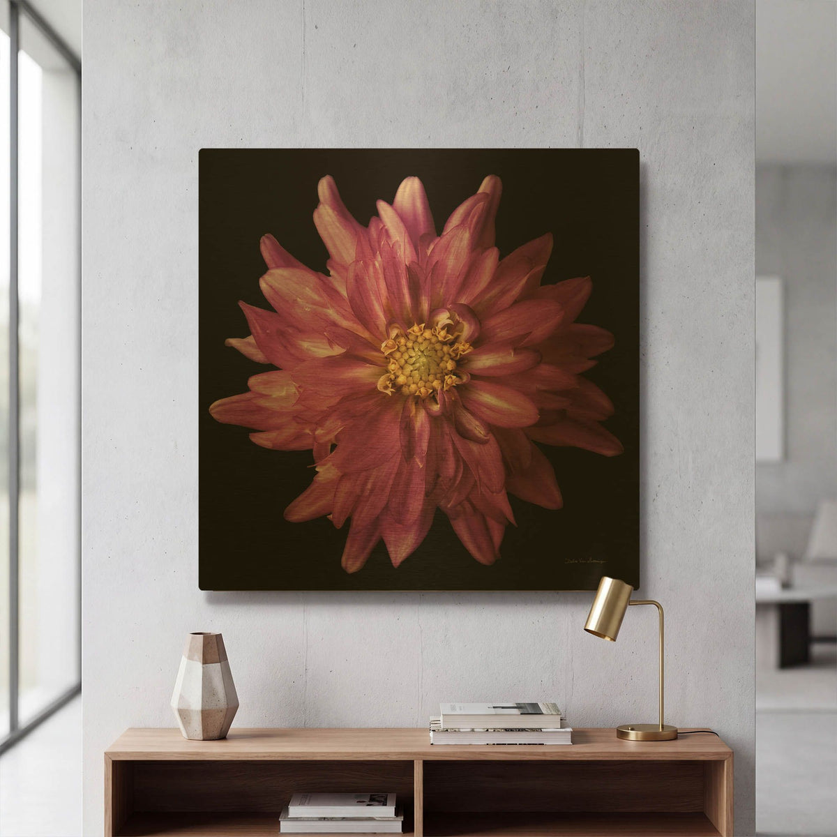 'Dahlia 5' By Debra Van Swearingen Gold Metal Wall Art