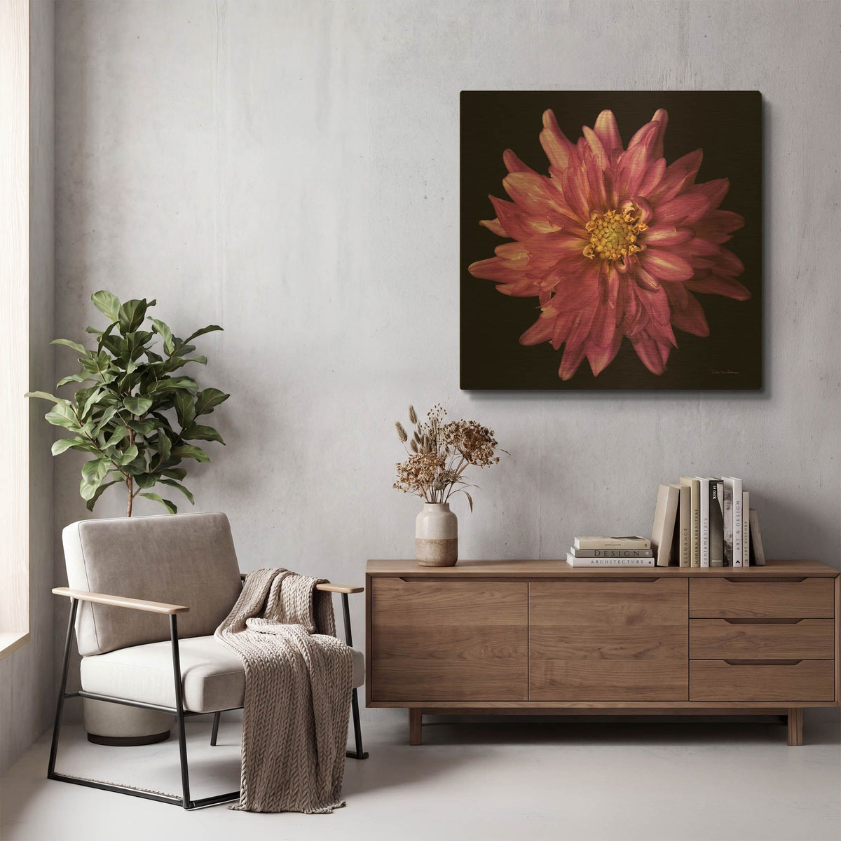 'Dahlia 5' By Debra Van Swearingen Gold Metal Wall Art