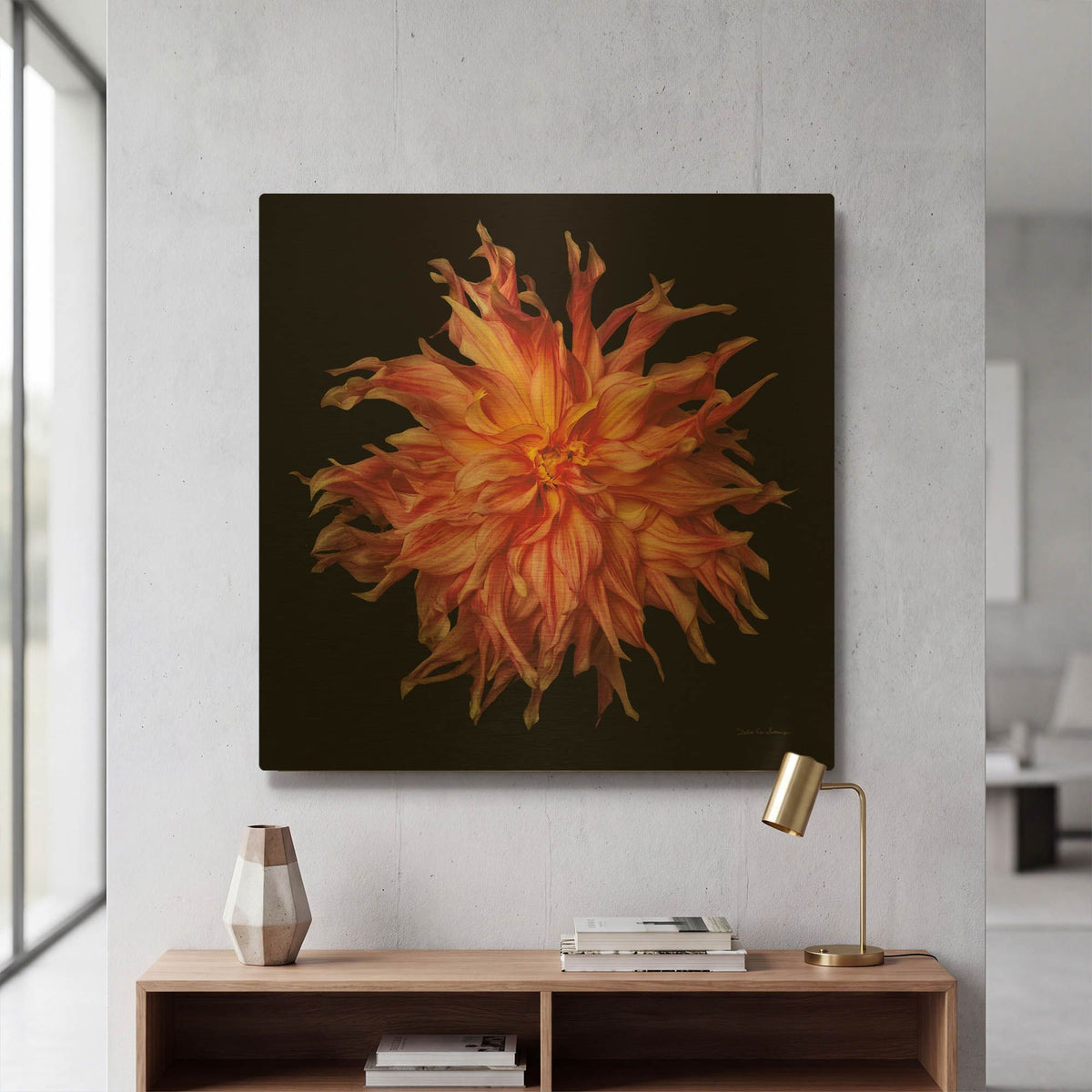 'Dahlia 6' By Debra Van Swearingen Gold Metal Wall Art