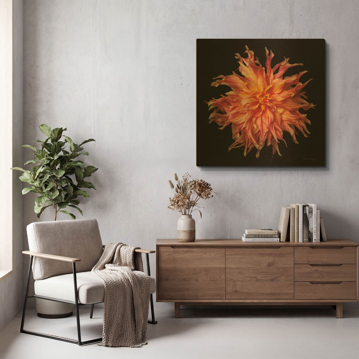 'Dahlia 6' By Debra Van Swearingen Gold Metal Wall Art