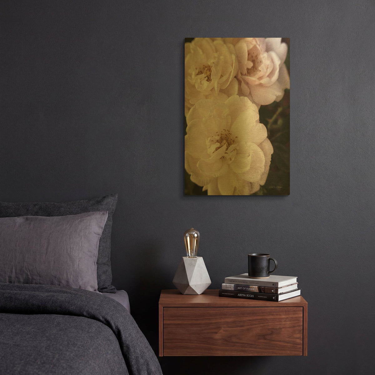 'Soft Pink Roses 2' By Debra Van Swearingen Gold Metal Wall Art