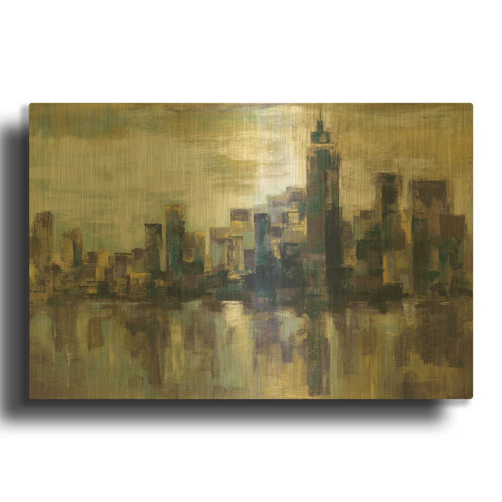 'A Colorful Day In Manhattan' By Silvia Vassileva Gold Metal Wall Art