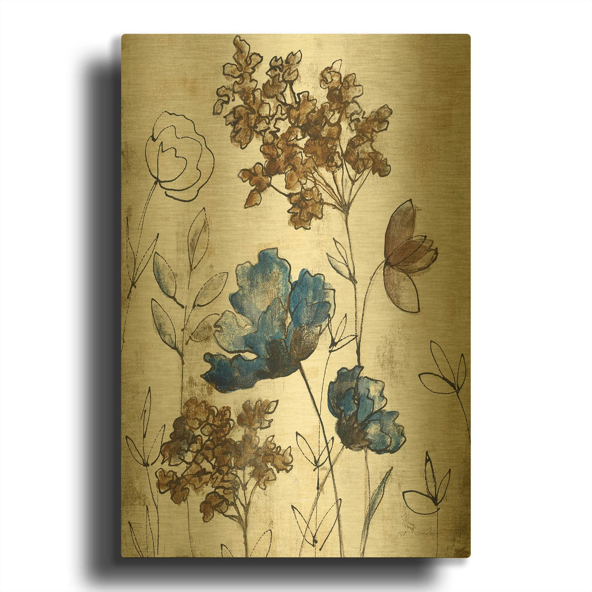 'Botanical Trio 3 Neutral' By Silvia Vassileva Gold Metal Wall Art