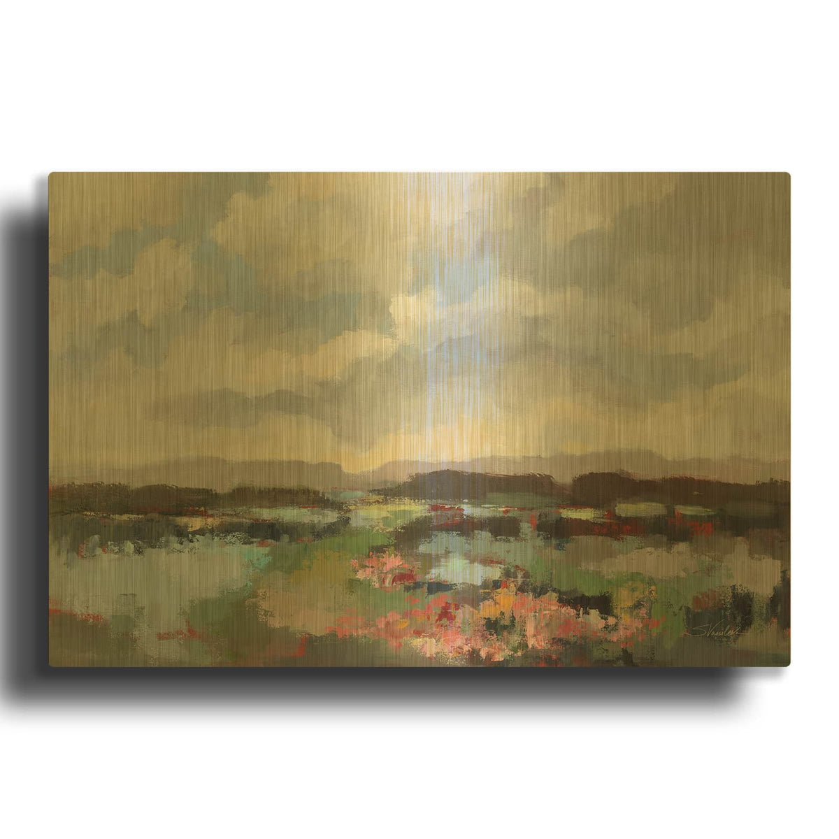 'By The Lake' By Silvia Vassileva Gold Metal Wall Art