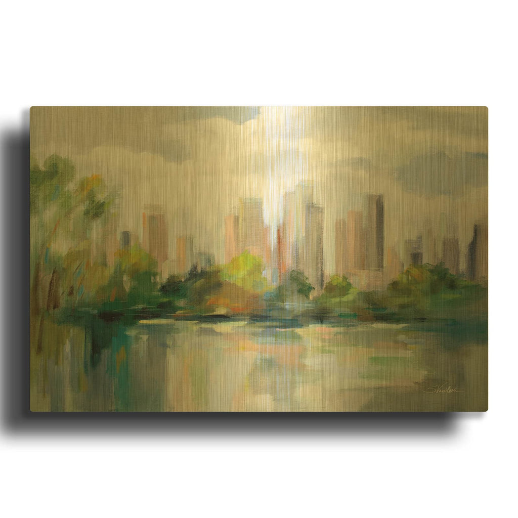 'Central Park Skyline' By Silvia Vassileva Gold Metal Wall Art