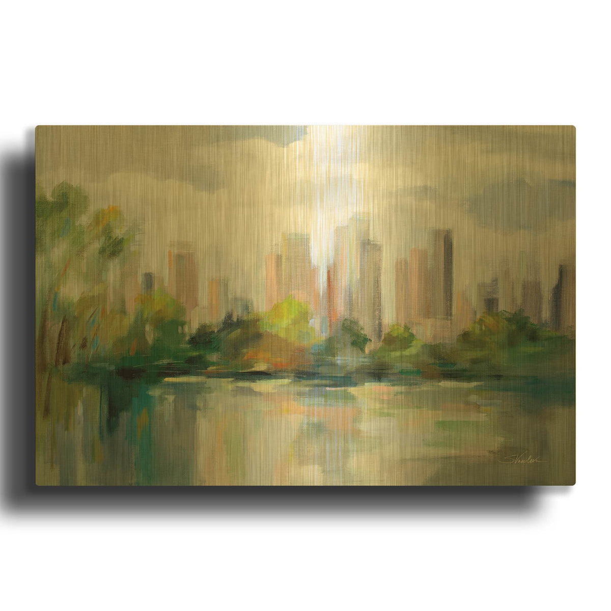 'Central Park Skyline' By Silvia Vassileva Gold Metal Wall Art