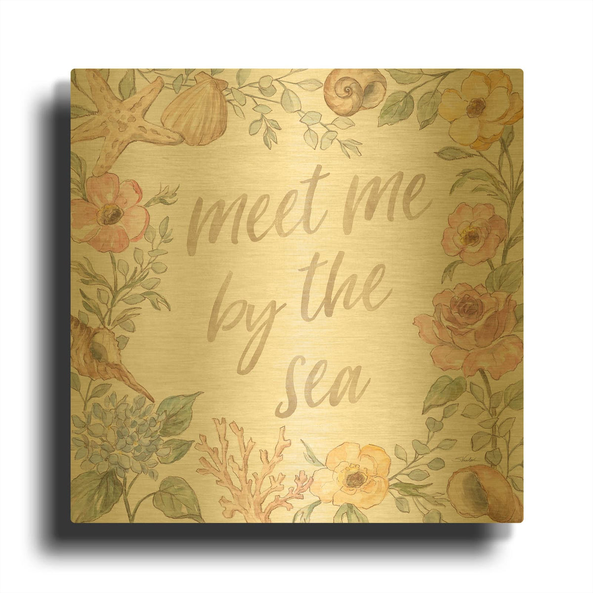'Coastal Cottage 2' By Silvia Vassileva Gold Metal Wall Art