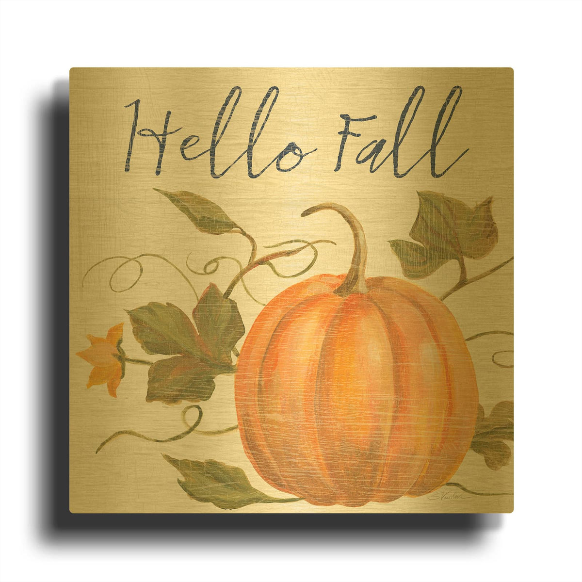 'Fall Splendor 5 Navy' By Silvia Vassileva Gold Metal Wall Art