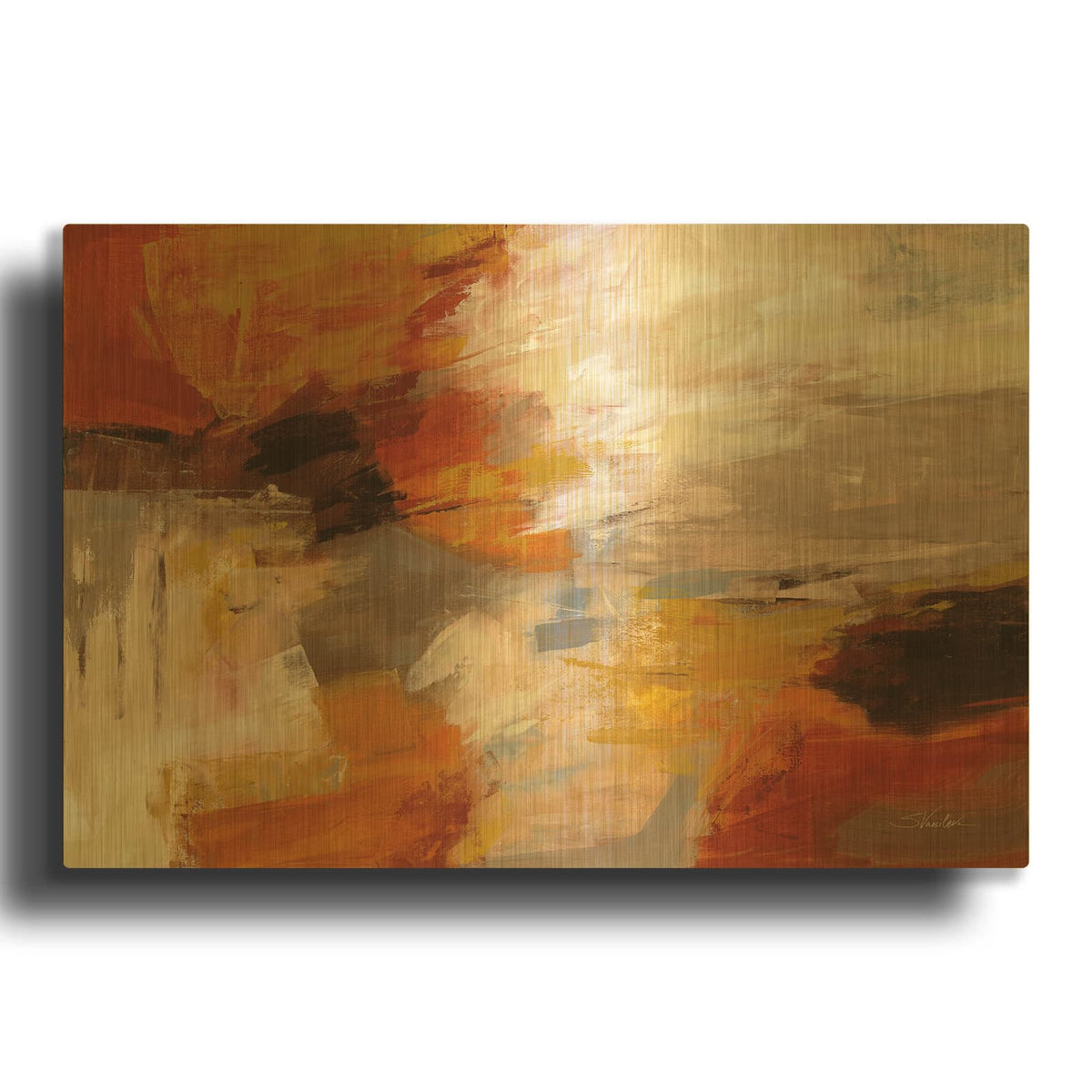 'Falling Leaves' By Silvia Vassileva Gold Metal Wall Art