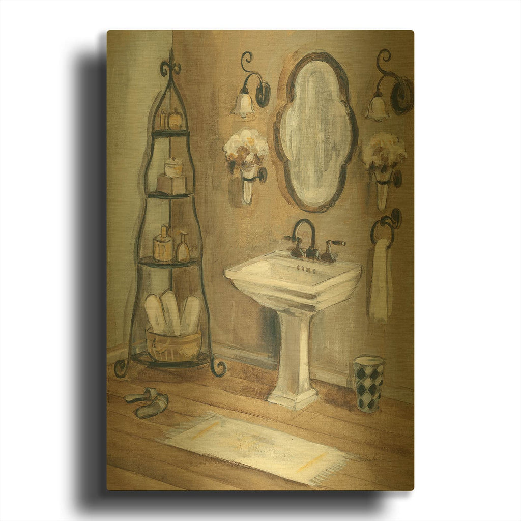 'French Bath 1' By Silvia Vassileva Gold Metal Wall Art