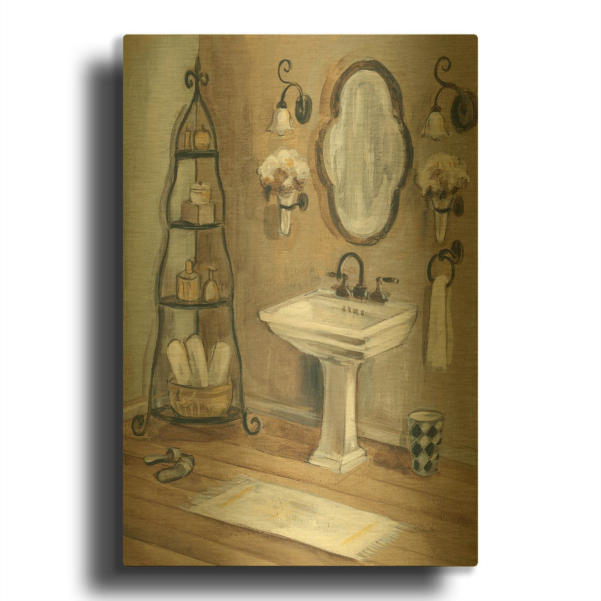 'French Bath 1' By Silvia Vassileva Gold Metal Wall Art