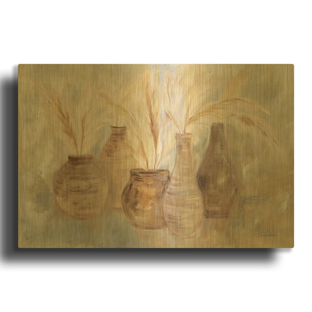 'Grasses And Baskets Dark' By Silvia Vassileva Gold Metal Wall Art