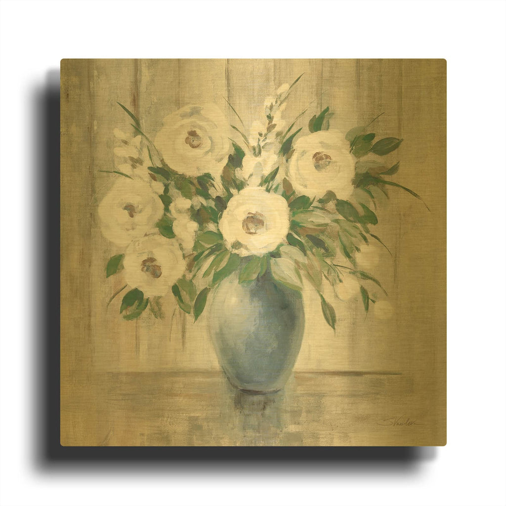 'Gray Barn Floral Light' By Silvia Vassileva Gold Metal Wall Art