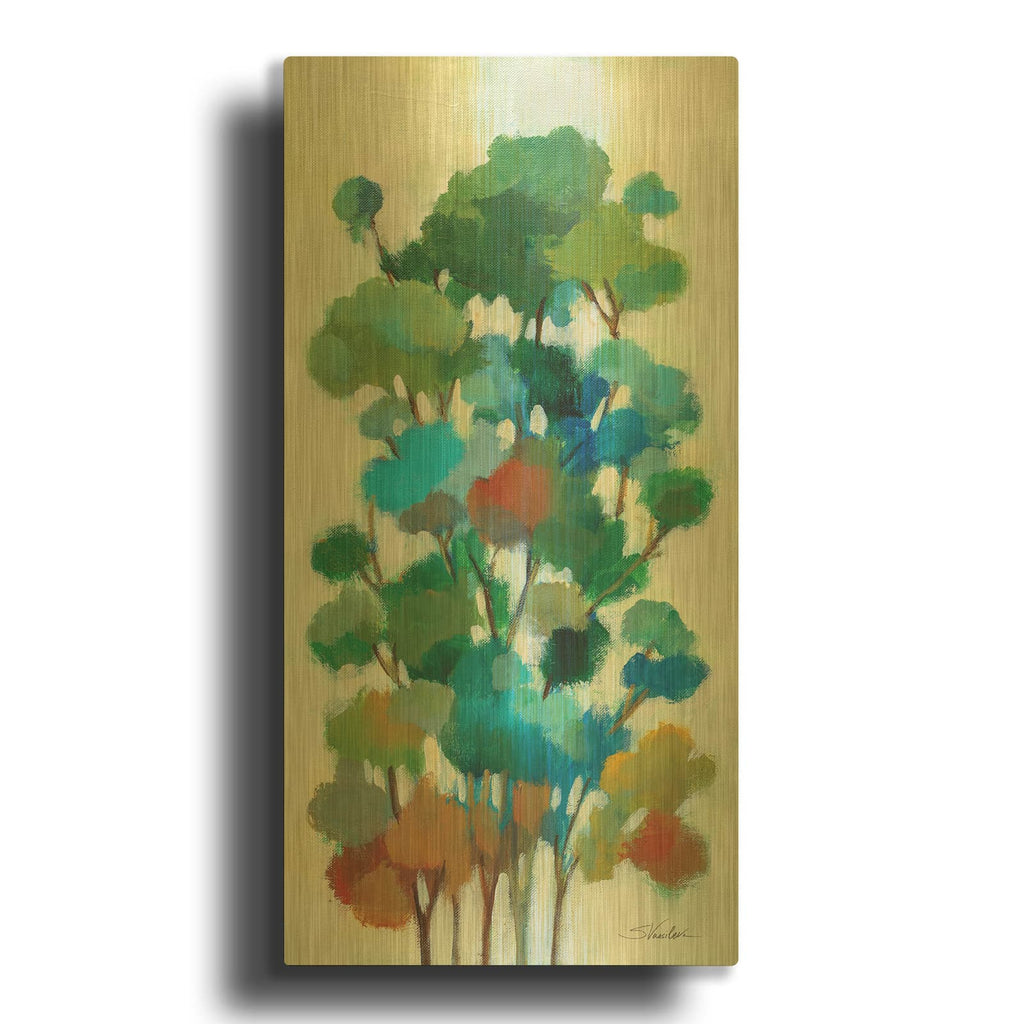 'Green Branches 1' By Silvia Vassileva Gold Metal Wall Art