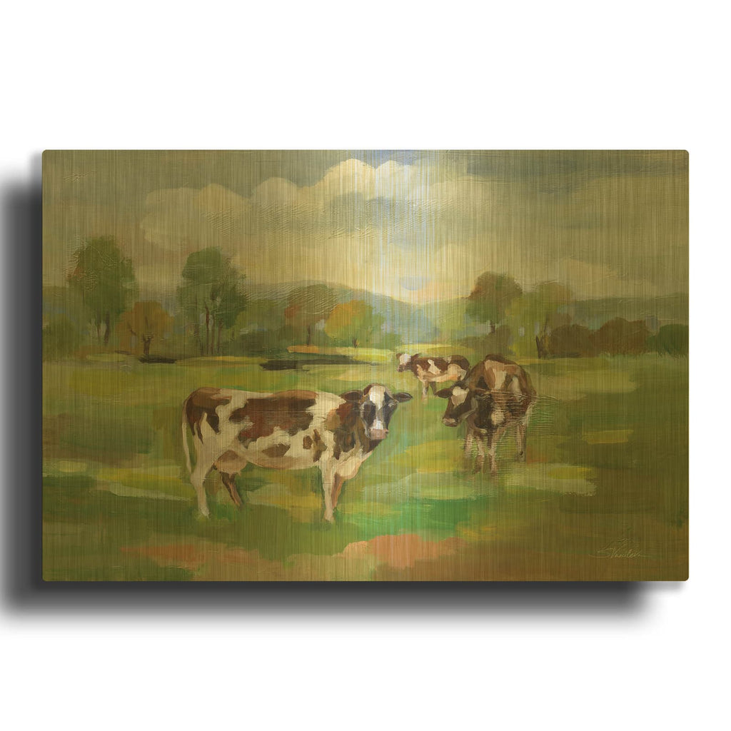 'Green Pasture' By Silvia Vassileva Gold Metal Wall Art