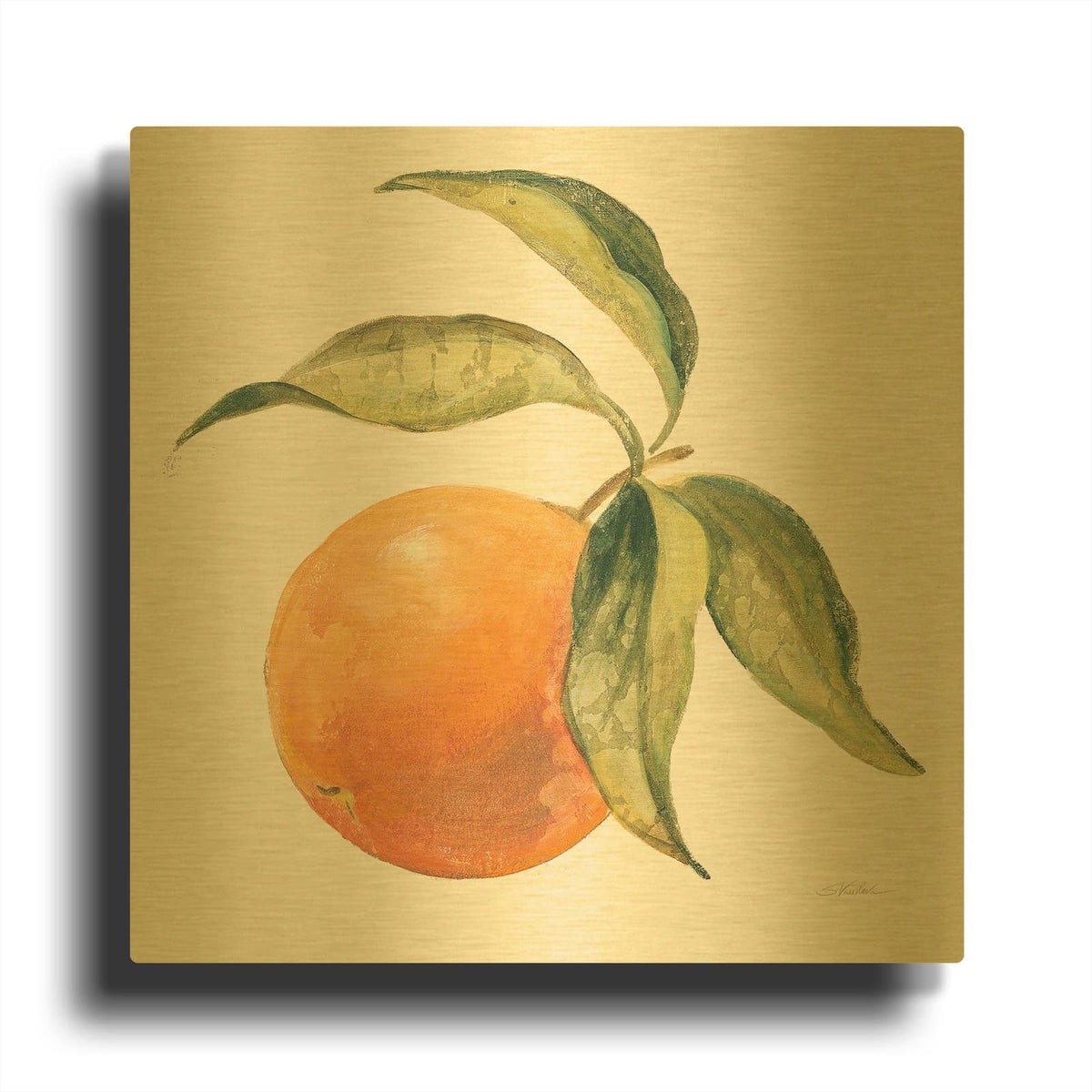 'Le Orange On Cream' By Silvia Vassileva Gold Metal Wall Art