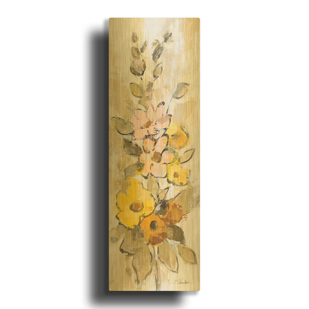 'Loose Bouquet Of Flowers 1 Light' By Silvia Vassileva Gold Metal Wall Art