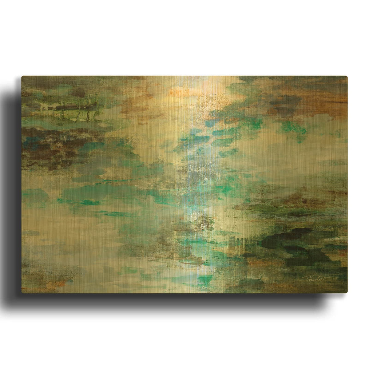 'Marsh' By Silvia Vassileva Gold Metal Wall Art