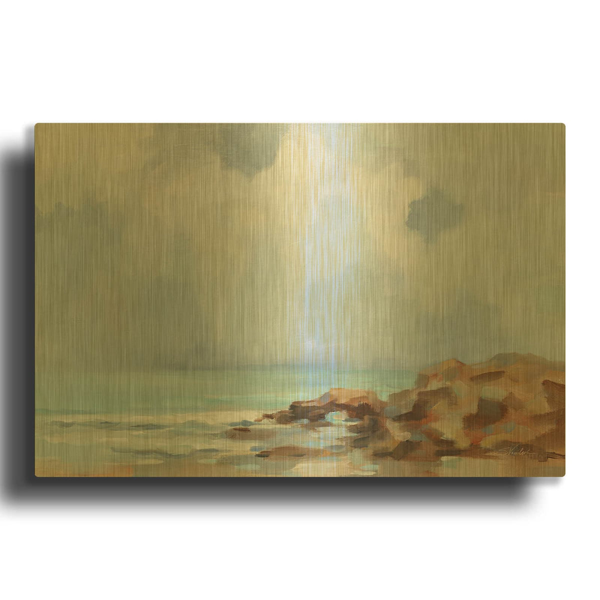 'Morning At Stone Beach' By Silvia Vassileva Gold Metal Wall Art