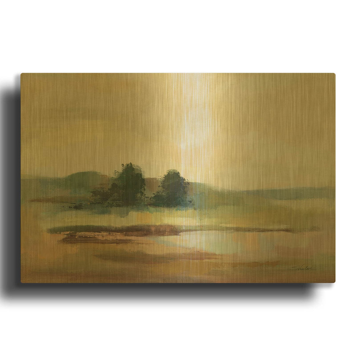 'Muted Yellow Sky' By Silvia Vassileva Gold Metal Wall Art