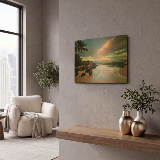 'Beach Calm' By Dennis Frates Gold Metal Wall Art