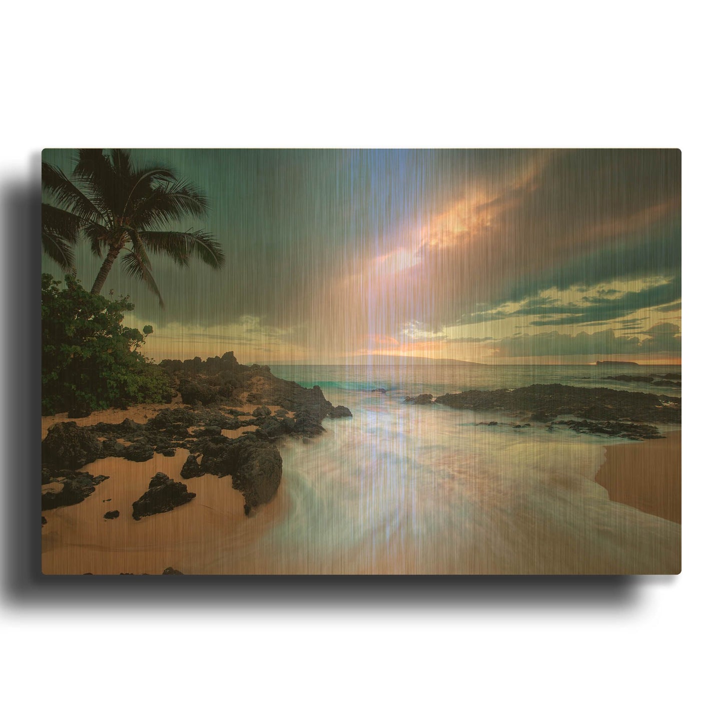 'Beach Calm' By Dennis Frates Gold Metal Wall Art