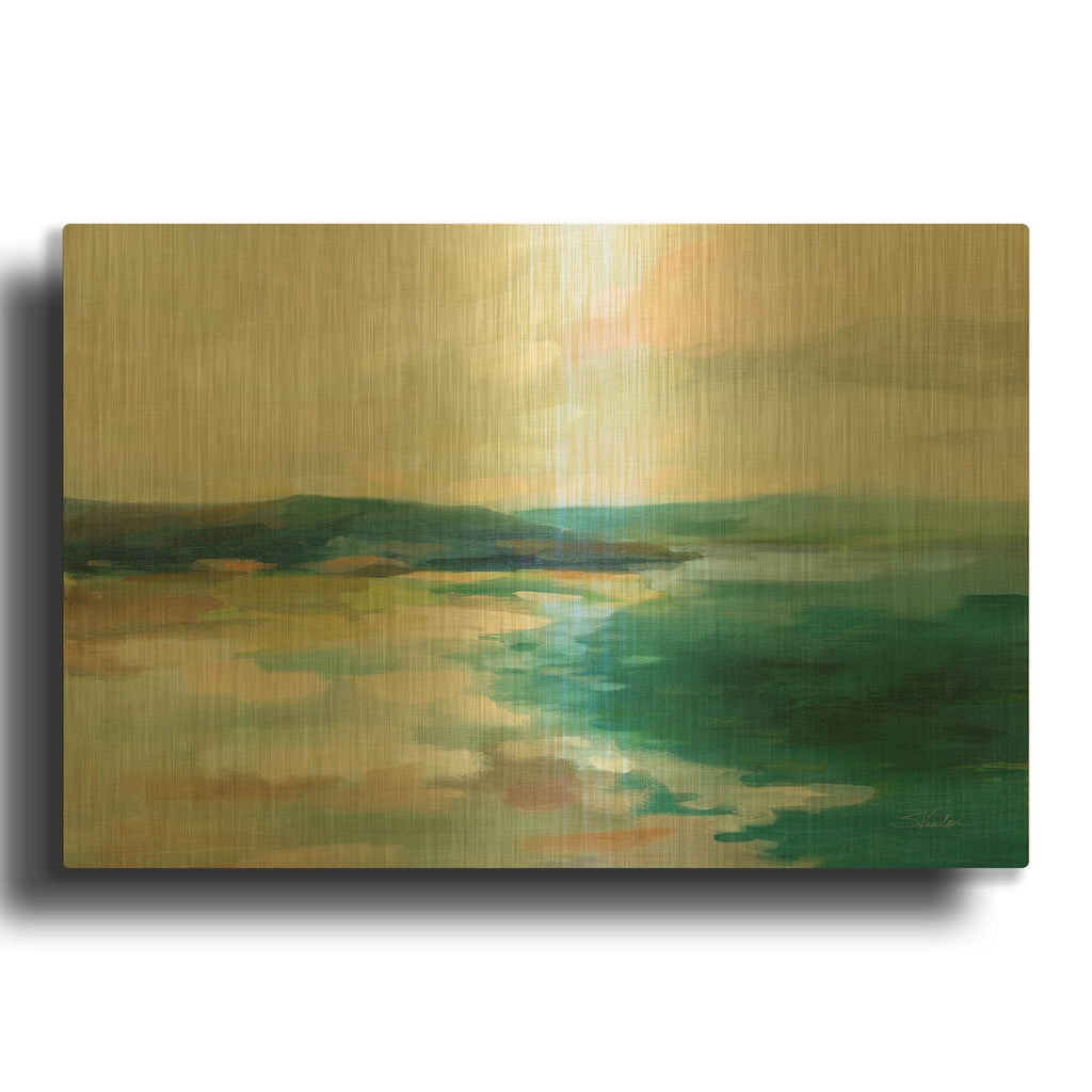 'Pastel Lake' By Silvia Vassileva Gold Metal Wall Art
