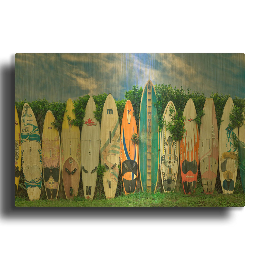 'Surfboards' By Dennis Frates Gold Metal Wall Art
