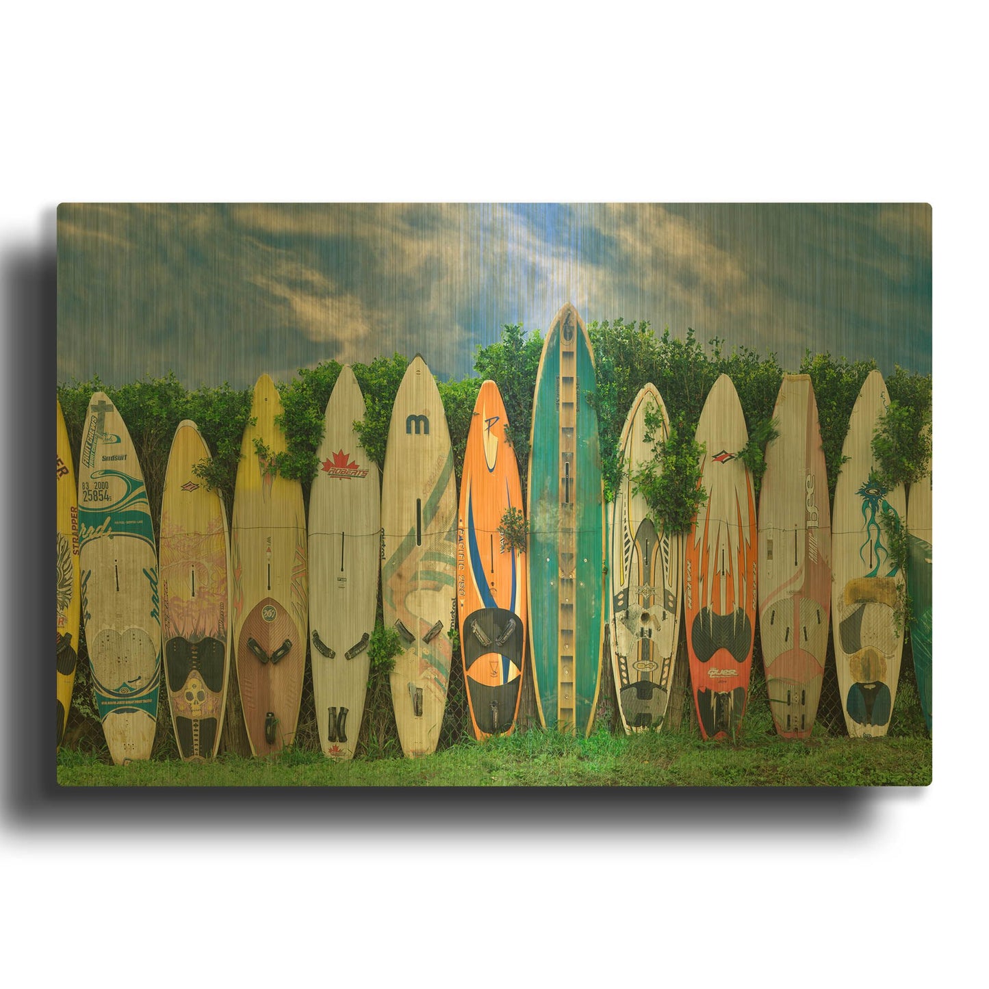 'Surfboards' By Dennis Frates Gold Metal Wall Art