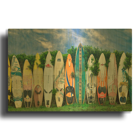 'Surfboards' By Dennis Frates Gold Metal Wall Art