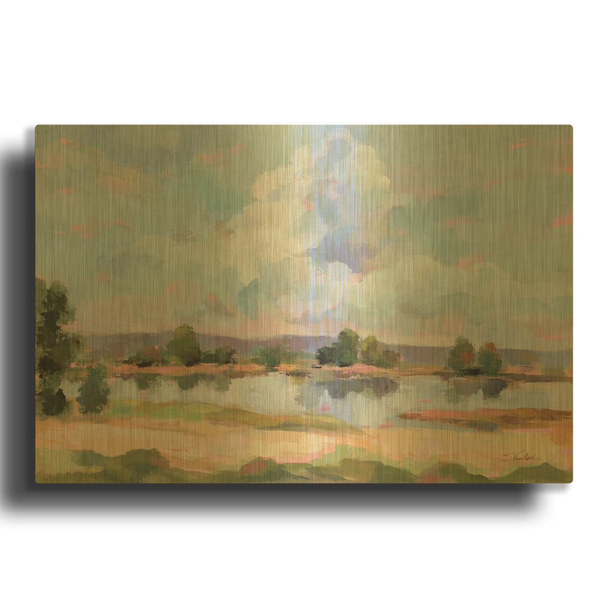 'River View' By Silvia Vassileva Gold Metal Wall Art