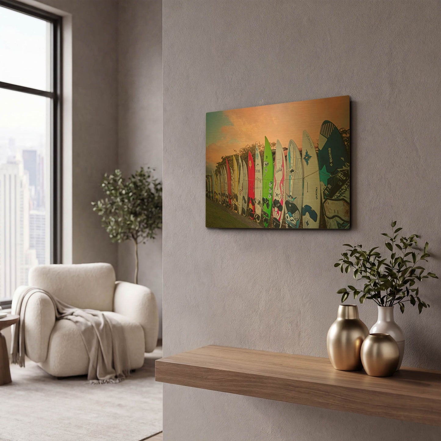 'Surf Time' By Dennis Frates Gold Metal Wall Art