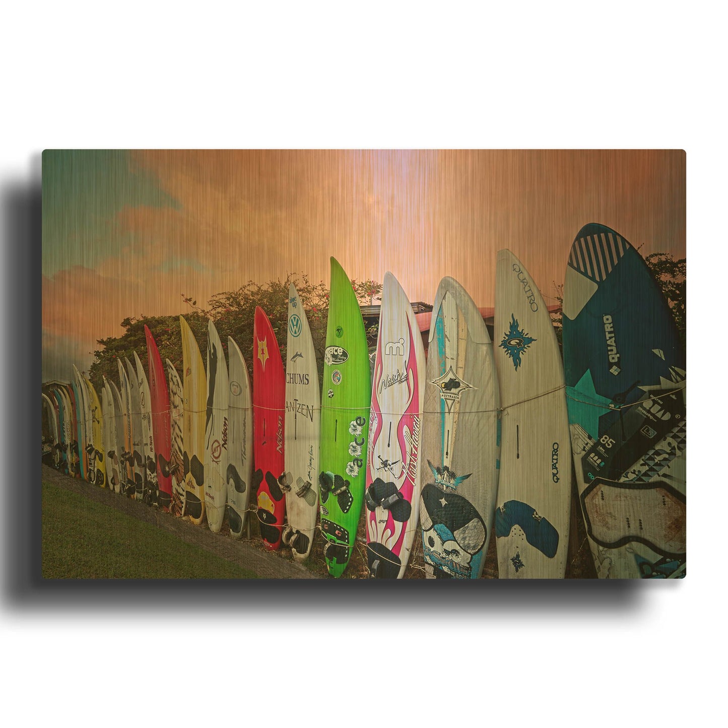 'Surf Time' By Dennis Frates Gold Metal Wall Art