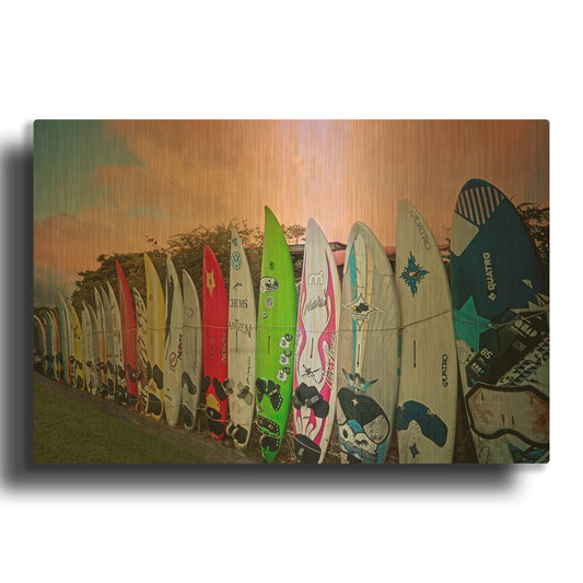 'Surf Time' By Dennis Frates Gold Metal Wall Art