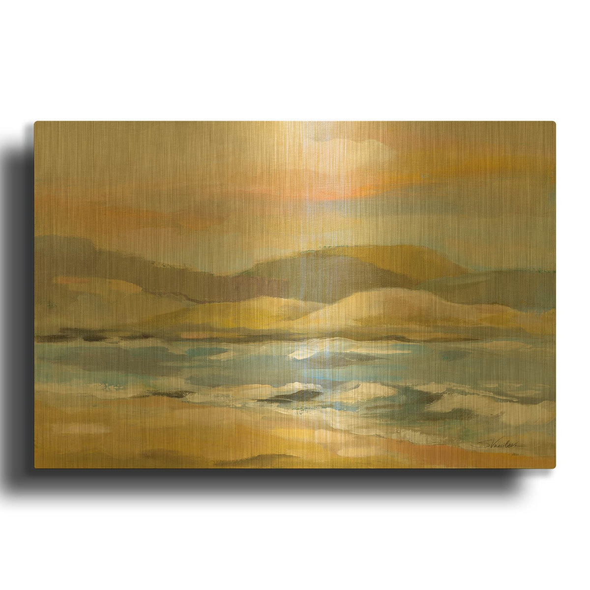 'Sandy Beach' By Silvia Vassileva Gold Metal Wall Art
