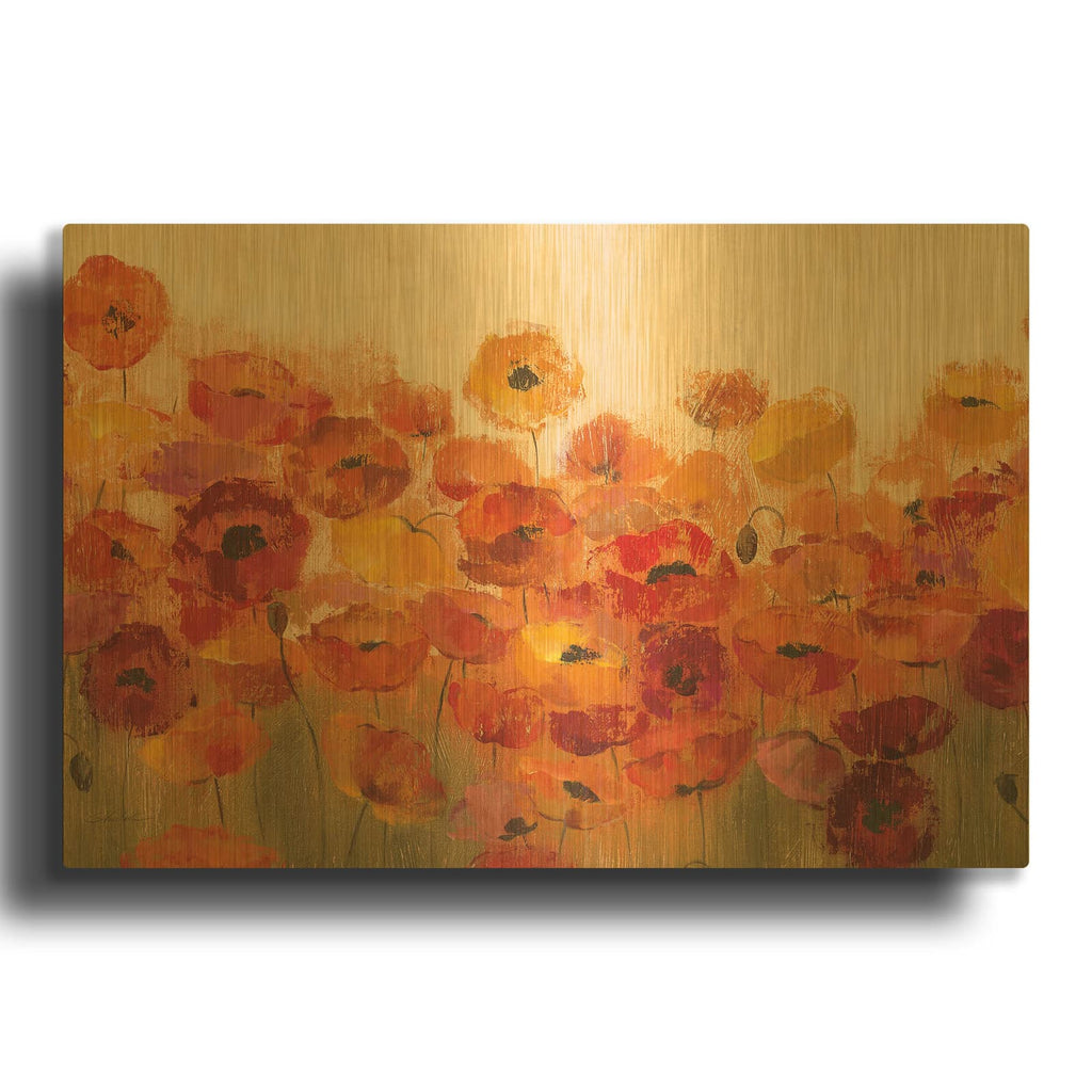 'Summer Poppies' By Silvia Vassileva Gold Metal Wall Art